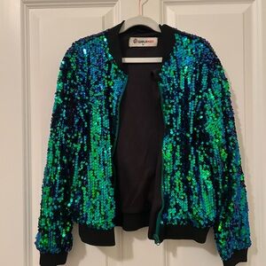 Kids Sequin Bomber Jacket